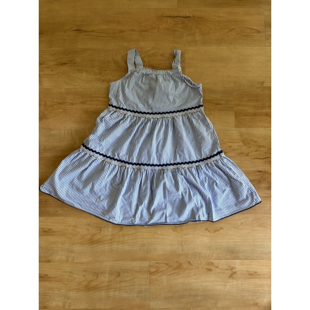 Crewcuts Girls Banker Blue Tiered Midi Dress Size 7